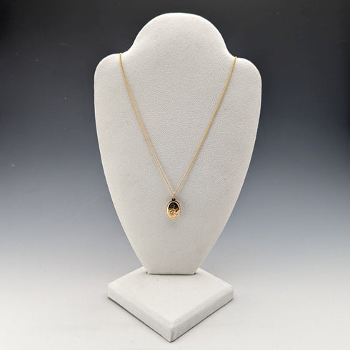 1987 British Vintage 9ct Gold Oval Locket Pendant Necklace